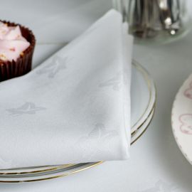 V Cotton Ivy Leaf White Napkin