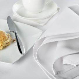 V Cotton Sateen Plain White Napkin