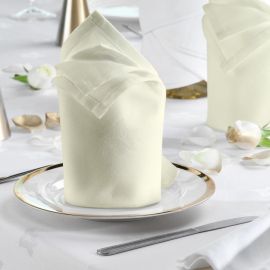 V Polyester Ivy Leaf Napkins-Ivory